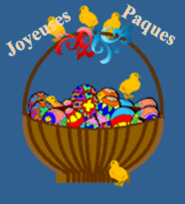 Gif animé joyeuses Pâques panier poussins